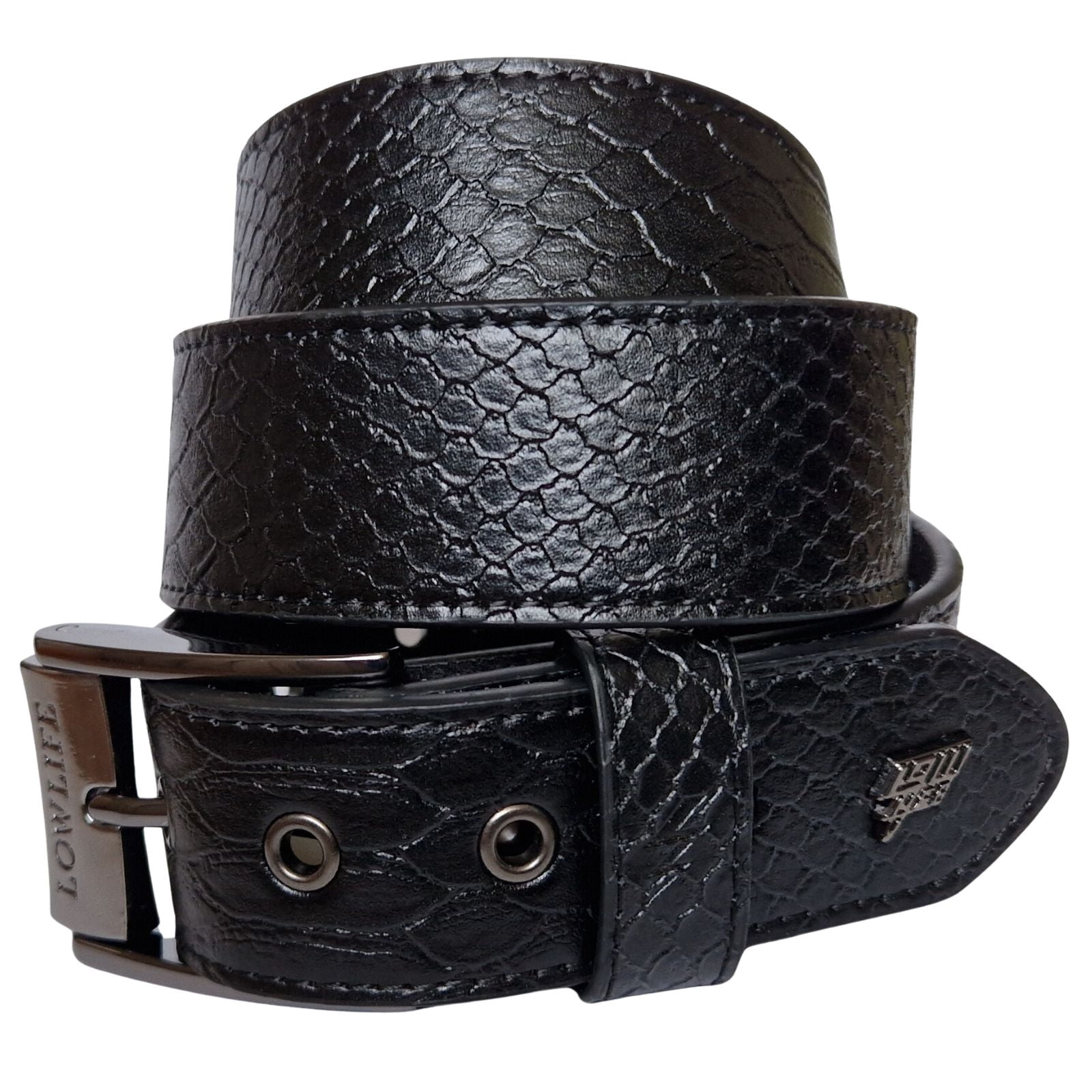 Set of Three Snakeskin Belts in Red, Green, and Gray No Buckle Size-S Women-Black-Brown-Faux-Leather  main image 2