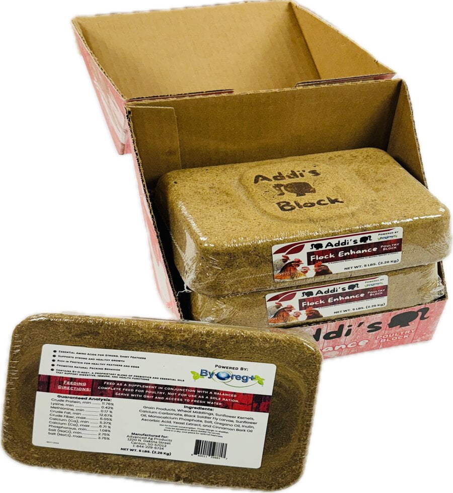 Addi’s Flock Enhance Poultry Block 5 lb – Gut Health & Laying Support for Chickens