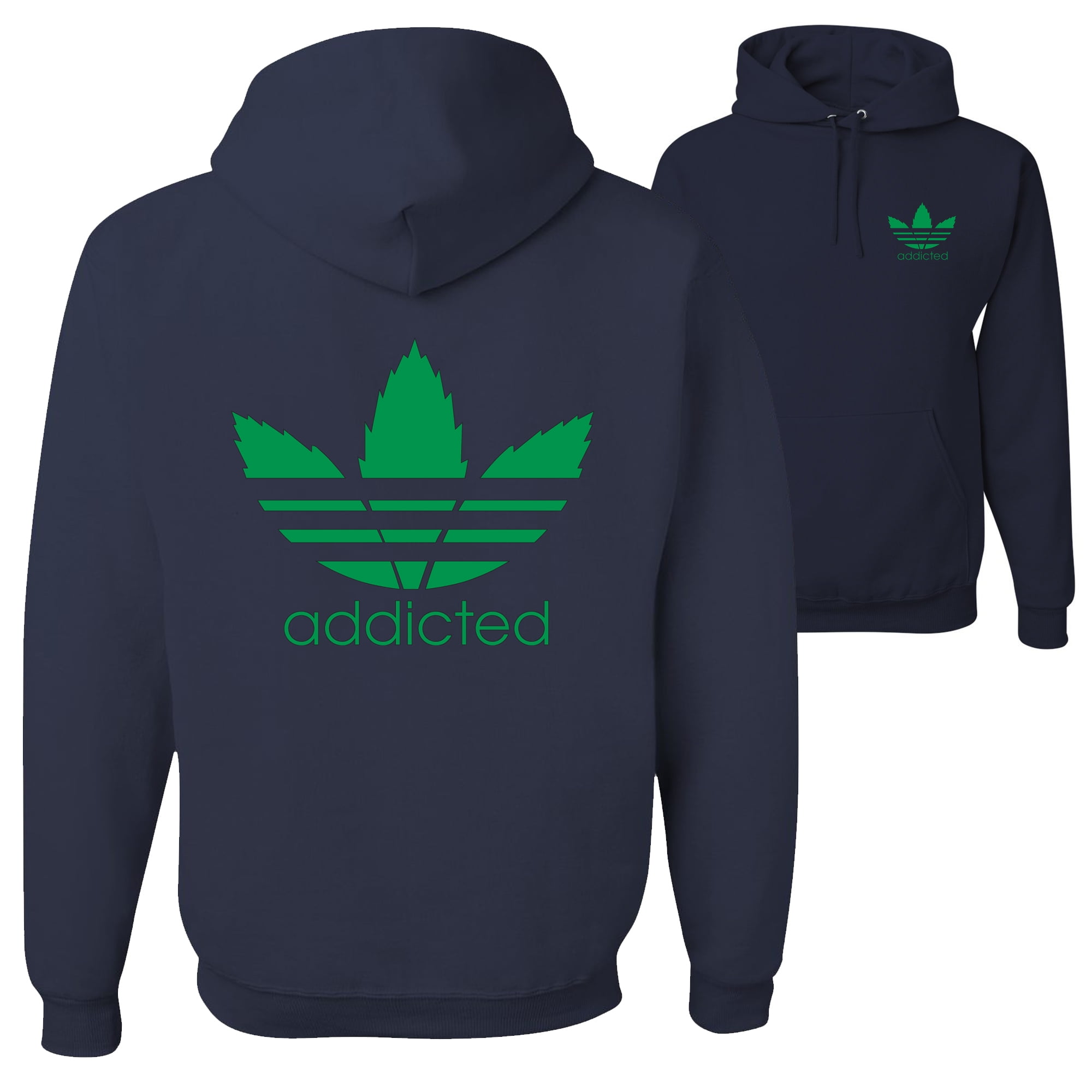 Addicted FRONT AND BACK Funny Graphic Mens Hoodies Navy Blue Medium Walmart