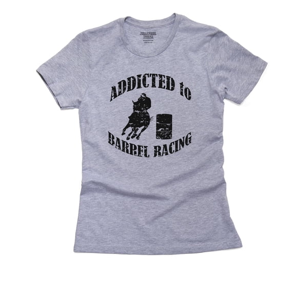 Addicted To Barrel Racing - Horse Riding Love Women's Cotton Grey T-Shirt
