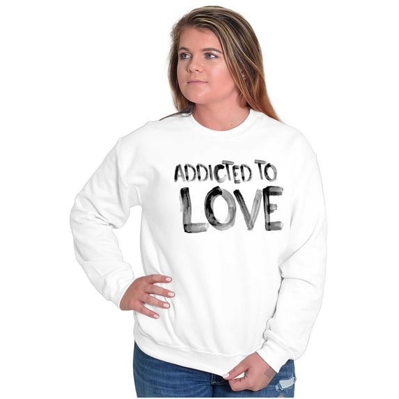 Addicted To Love Cute Romantic Gym Women Plus Size Crewneck Sweatshirt Brisco Brands 2X