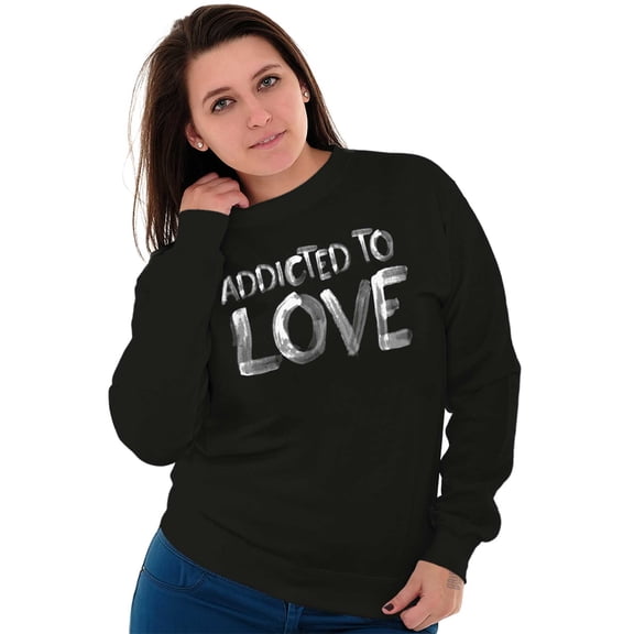 Addicted To Love Cute Romantic Gym Women Plus Size Crewneck Sweatshirt Brisco Brands 2X