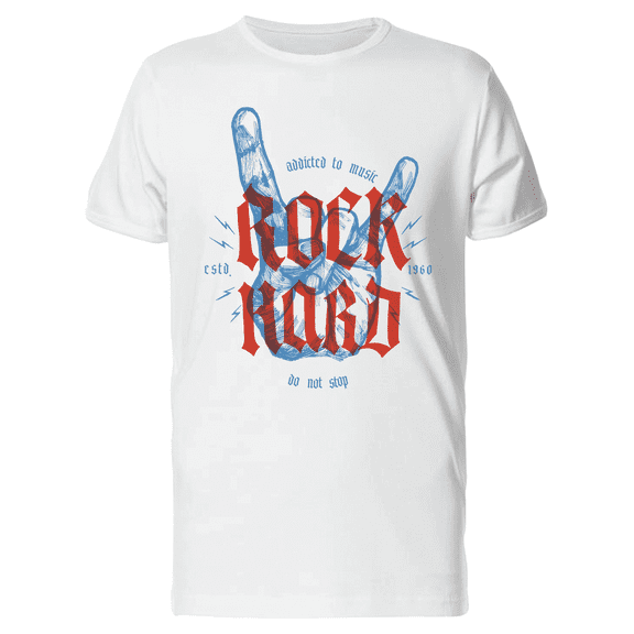 Addicted To Music Rock Hard 1960 T-Shirt Men -Image by Shutterstock, Male x-Large