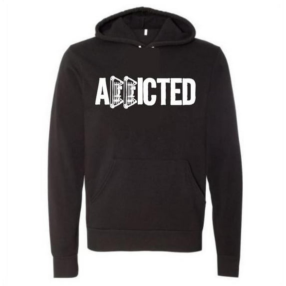Addicted, Unisex Hoodie, Bowhunting Hoodie, Archery Apparel, Hooded Sweatshirt, Black, MEDIUM