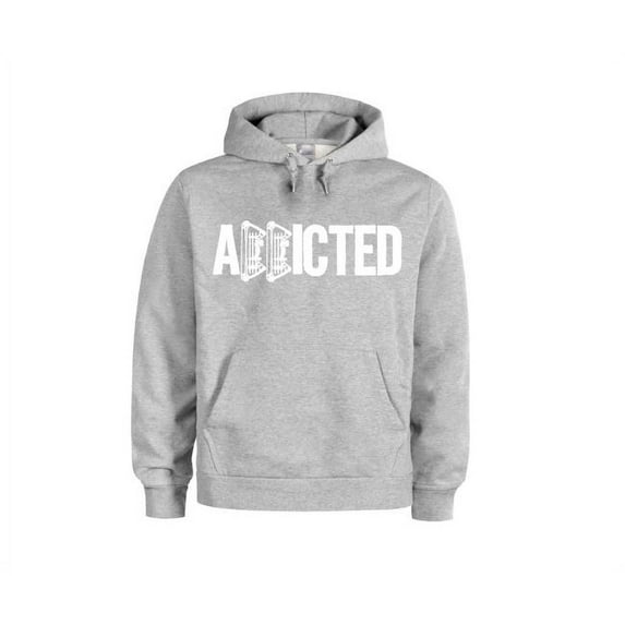 Addicted, Unisex Hoodie, Bowhunting Hoodie, Archery Apparel, Hooded Sweatshirt, Grey (White Text), XL