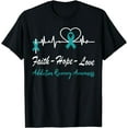 thumbnail image 1 of Addiction Recovery Awareness Christian Cross Teal Support T-Shirt, 1 of 4