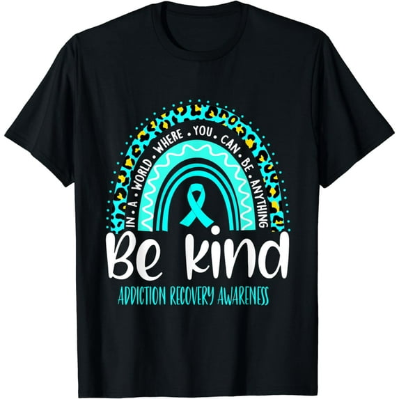 Addiction Recovery Awareness Leopard Rainbow Choose Kindness T-Shirt