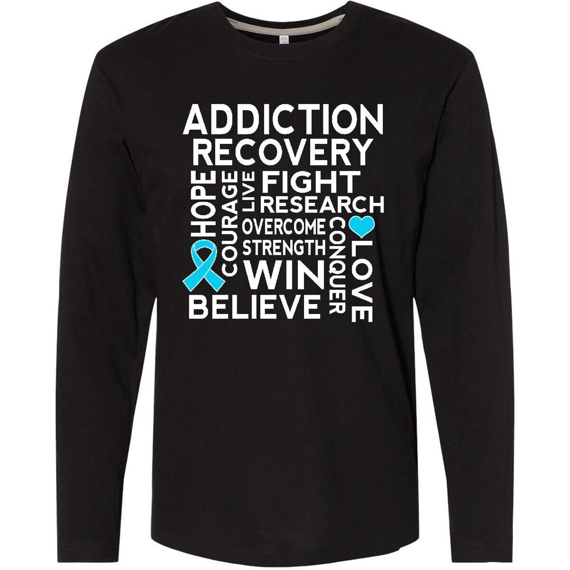 Addiction Recovery Awareness Support Ribbon Long Sleeve T-Shirt Month ...