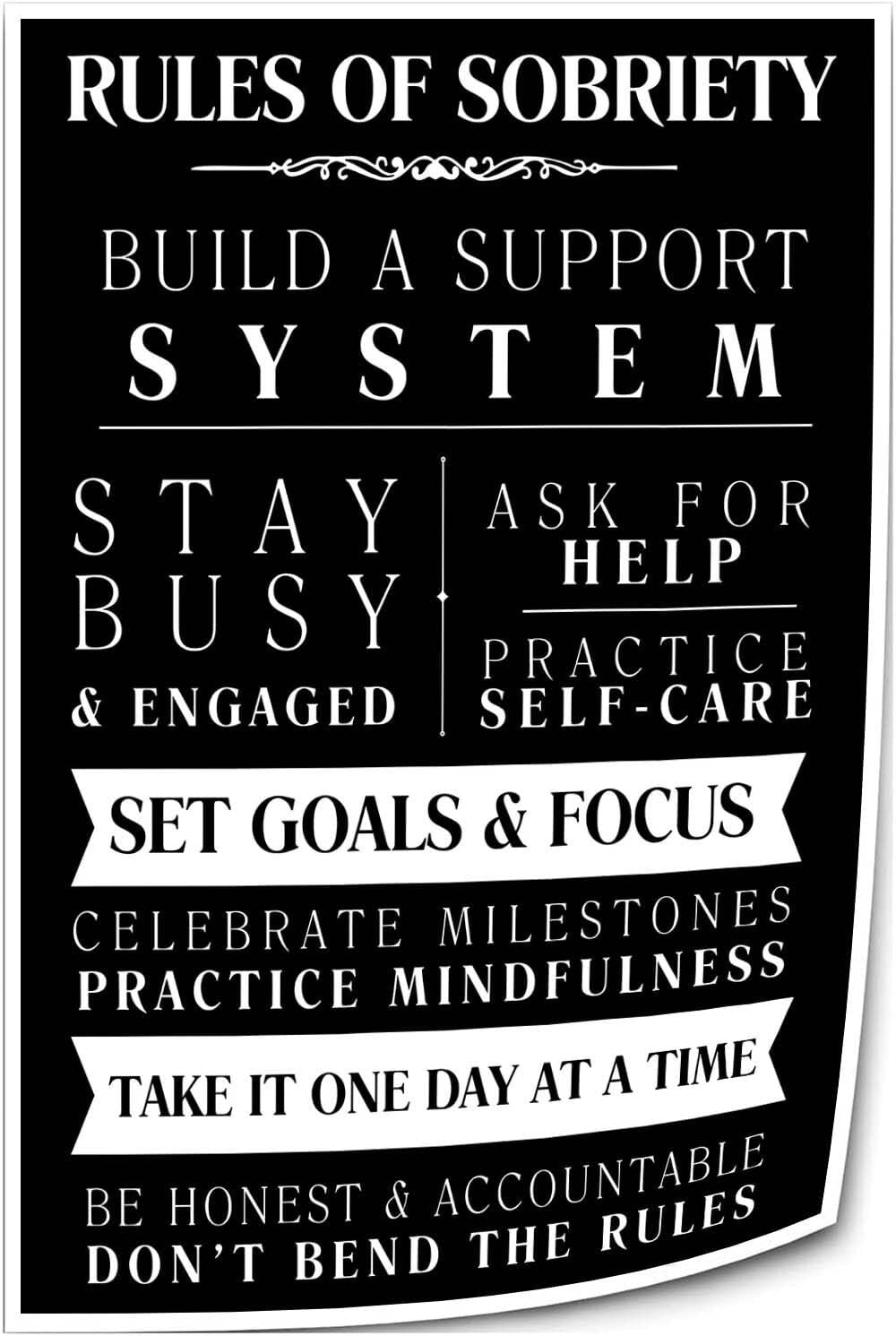 Addiction Recovery Wall Art Rules of Sobriety Motivational Quote Poster  Nature Living Room Prints Contemporary Bedroom Decor for Kitchen -  Walmart.com, image size:1000x1491