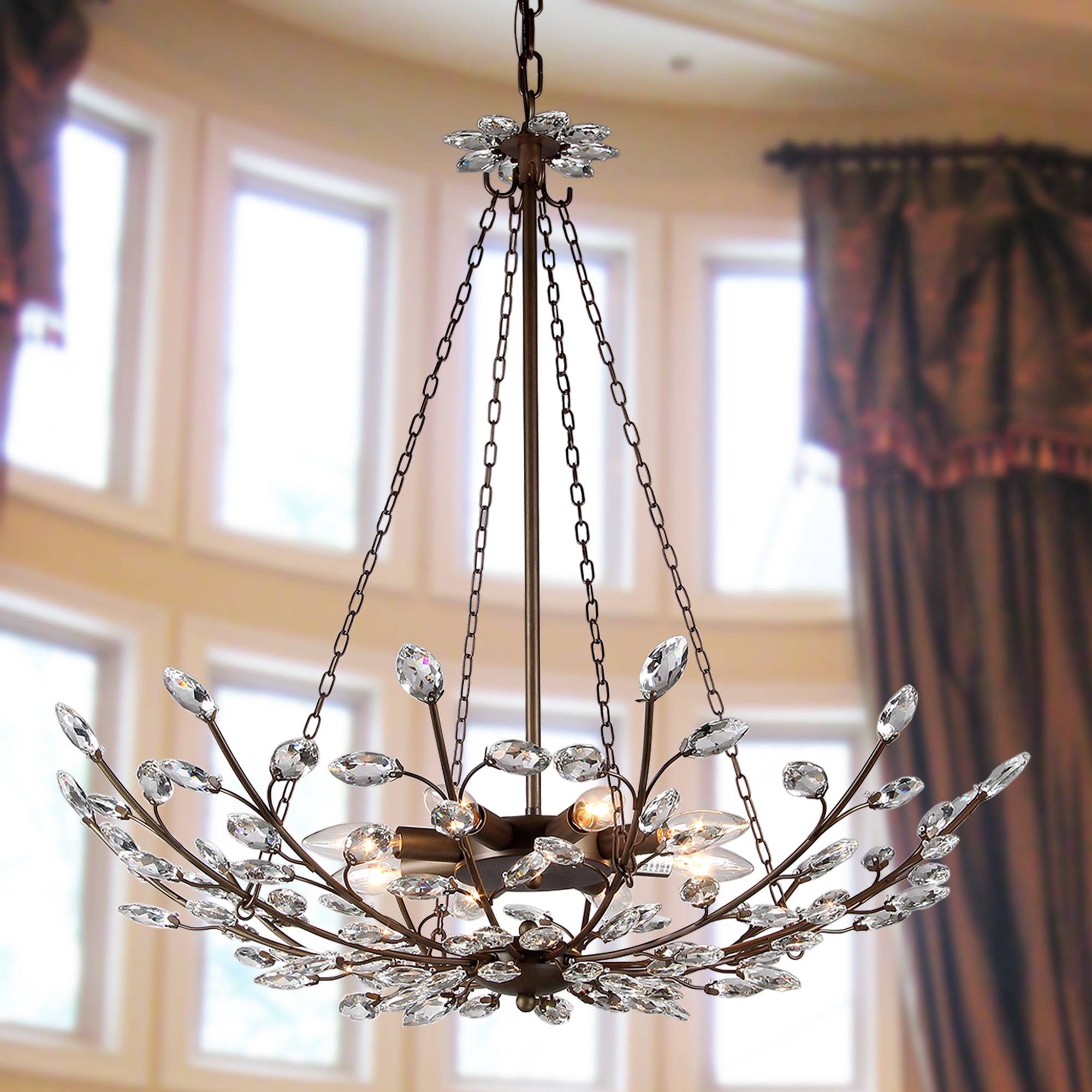Addie 8-light Crystal 30-inch Antique Bronze Chandelier