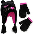 thumbnail image 1 of Addie & Tate Girls Winter Hat and Gloves Set, 2-4 Years, Toddler Winter Beanie and Mittens, Baby Girl Hats and Mittens in Black Cat Design, 1 of 5