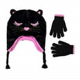 thumbnail image 1 of Addie & Tate Girls Winter Hat and Gloves Set, 4-7 Years, Toddler Beanie and Mittens, Baby Girl Hats and Mittens in Cat Design, 1 of 4