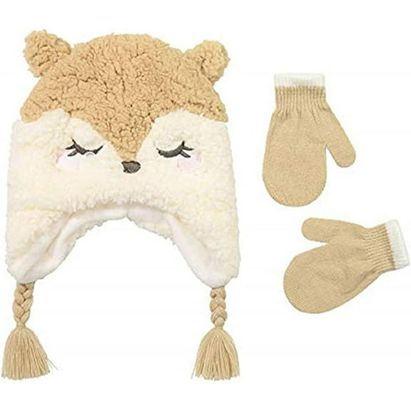 Addie & Tate Boys Winter Hat and Gloves Set, 2-4 Years, Toddler Winter Beanie and Mittens, Baby Hats and Mittens in Owl Design