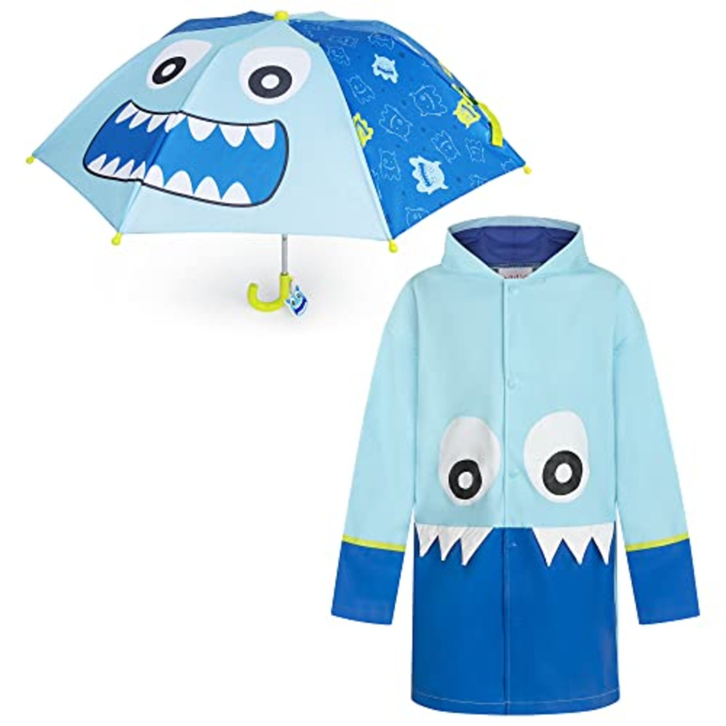 Addie & Tate Umbrella and Raincoat Set for Kids Ages 35 Monster