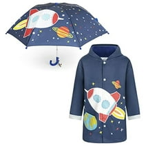 Addie & Tate Umbrella and Raincoat Set for Kids Ages 3-5 - Space/Celestial