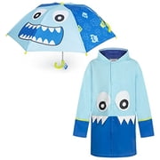 Rising Star Kids Jackets and Rain Coat Set for Boys, 5-7 Years, Boys Raincoat with Hood, Matching Kids Umbrella, Boys Rain Jacket in Monster Design