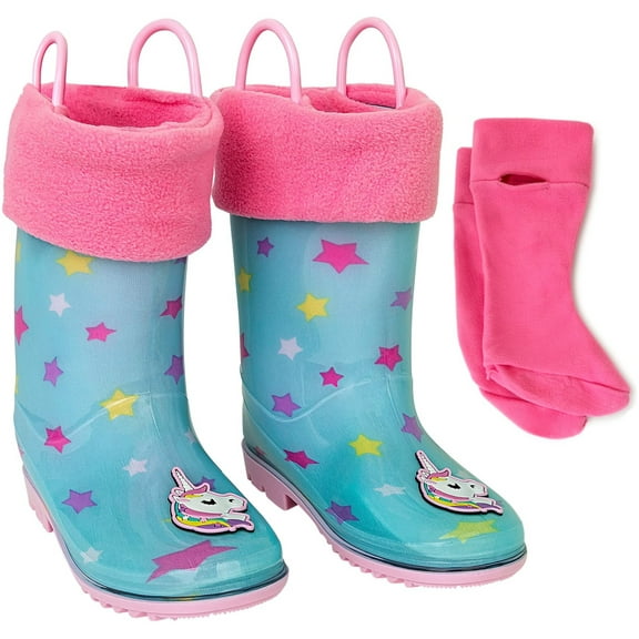 Addie & Tate Unisex Rain Boots Kids & Toddlers - Size 8T-12 - Unicorn/Stars