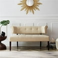 thumbnail image 1 of Addilynn Rectangular Bench Beige Linen Upholstered Button Tufted, 1 of 10