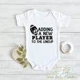thumbnail image 1 of Adding A New Player To The Lineup , Football Baby Announcement , Pregnancy Announcement Baby Bodysuit, Football Baby Gift Cute And Cool Baby Bodysuit, Baby Bodysuit Lat 4424, 1 of 3