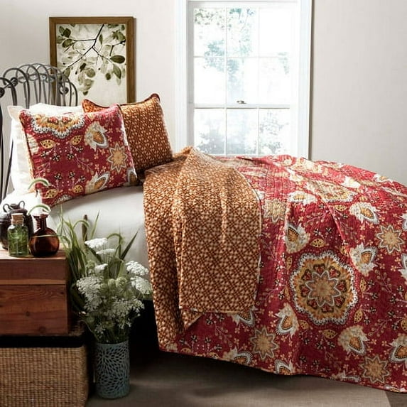 Addington 3-Piece Quilt Set, Red