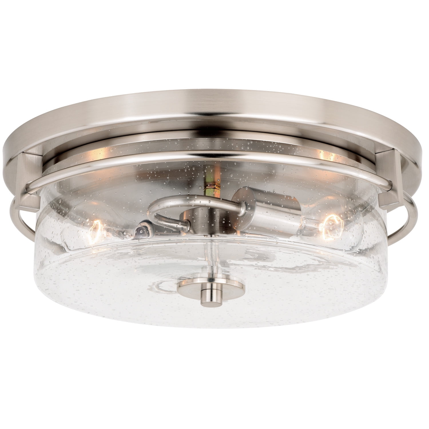 Addison 15-in W Satin Nickel Flush Mount Ceiling Light Fixture Clear ...