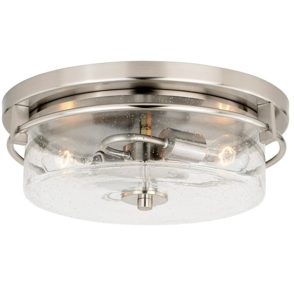 Addison 15-in W Satin Nickel Flush Mount Ceiling Light Fixture Clear Glass