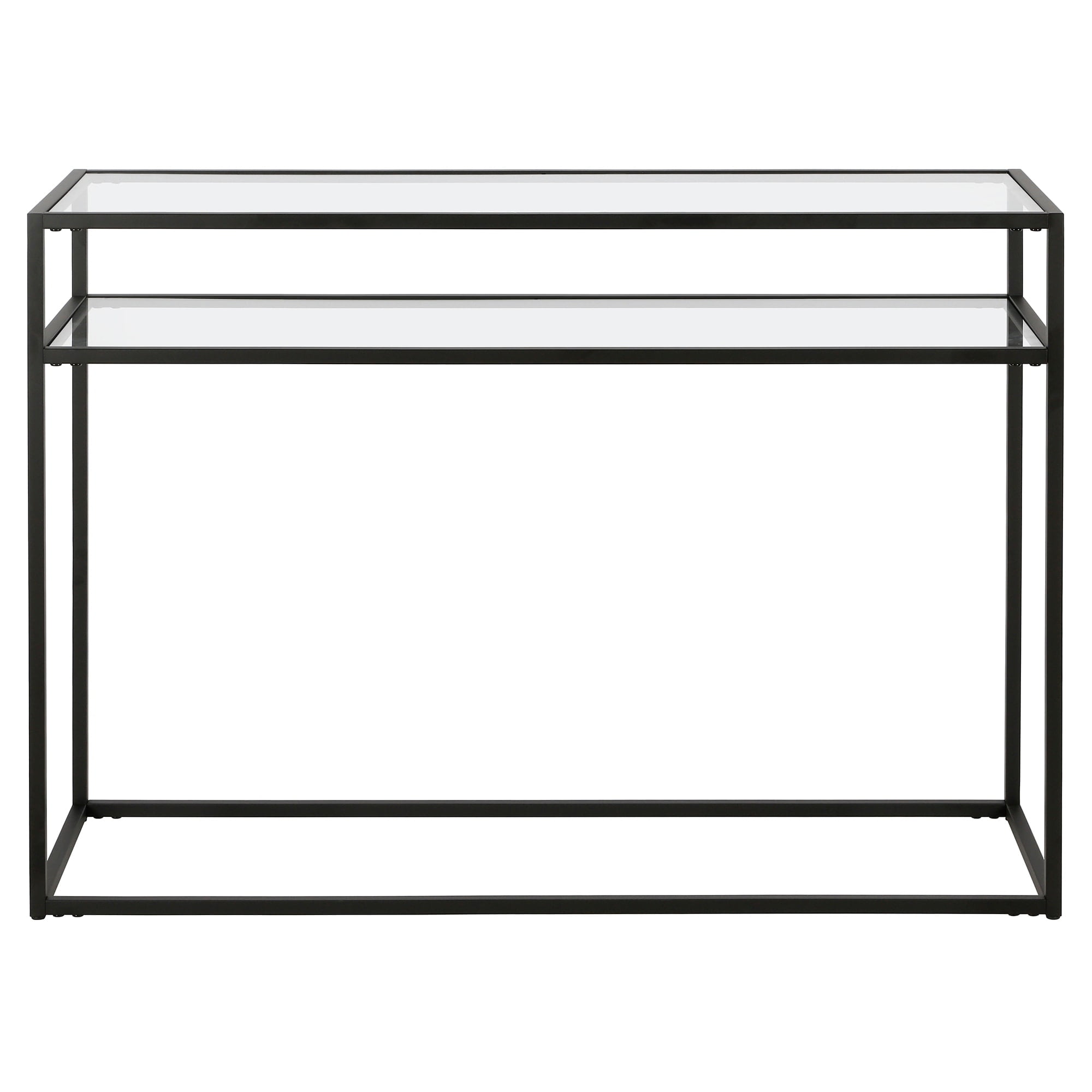 42-Inch Blackened Bronze Console Table with Glass Shelf