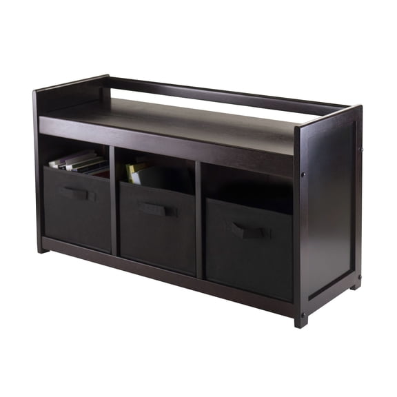 Addison 4pc Storage with 3 Foldable Fabric baskets in Black