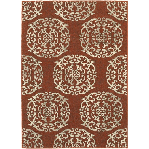 Addison Heights Hollis Floral Medallion Red/Beige Rug