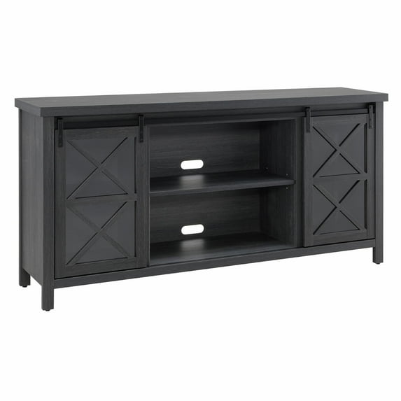 Evelyn&Zoe Clementine Rectangular TV Stand for TV's up to 75" in Charcoal Gray