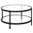 thumbnail image 1 of Evelyn&Zoe Inez 32" Wide Round Coffee Table with Glass Shelf in Blackened Bronze, 1 of 8