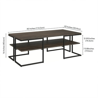Evelyn&Zoe Pike 45" Wide Rectangular Coffee Table, Blackened Bronze/Alder Brown