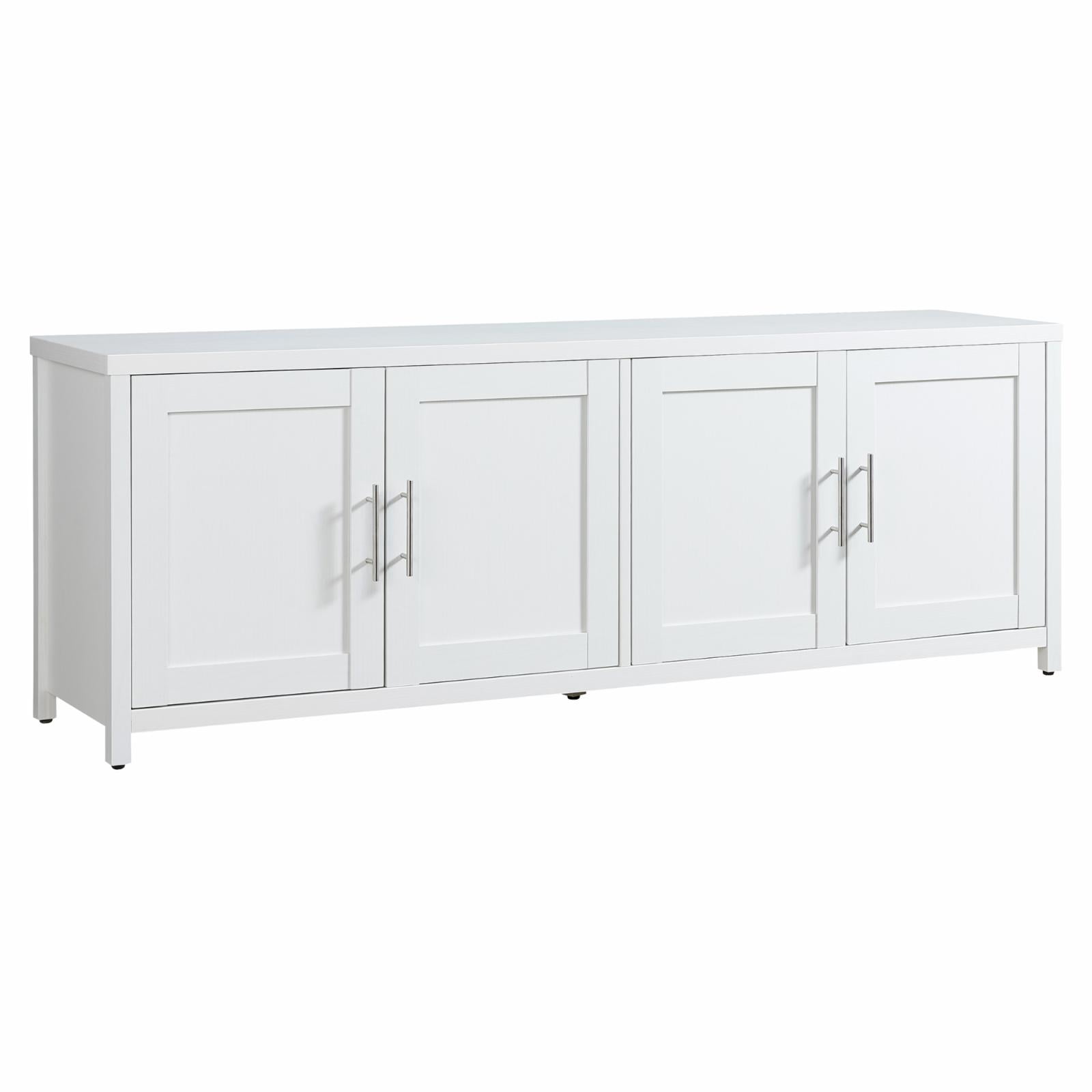 White Rectangular TV Stand with Cabinets for 75" TVs