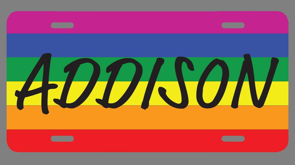 Addison Name Pride Flag Style License Plate Tag Vanity Novelty Metal ...
