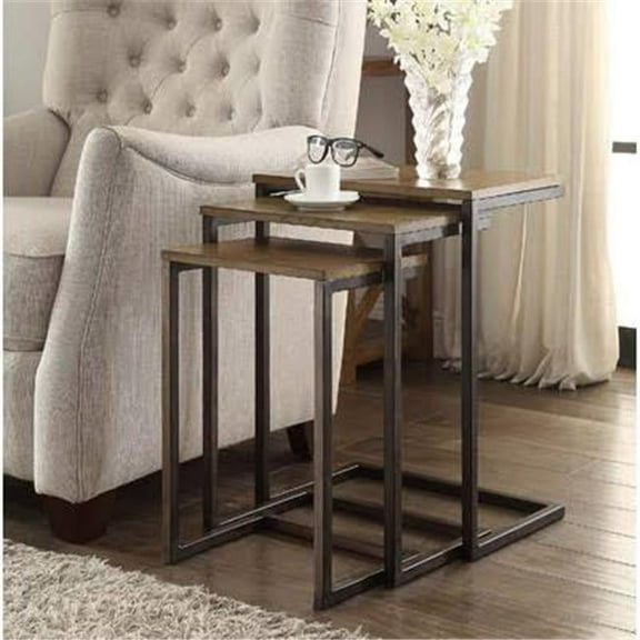 Addison Nesting Table Set, Harvest Oak & Aged Iron
