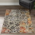 thumbnail image 1 of Addison Platinum Distressed Damask Orange Area Rug, 1 of 3