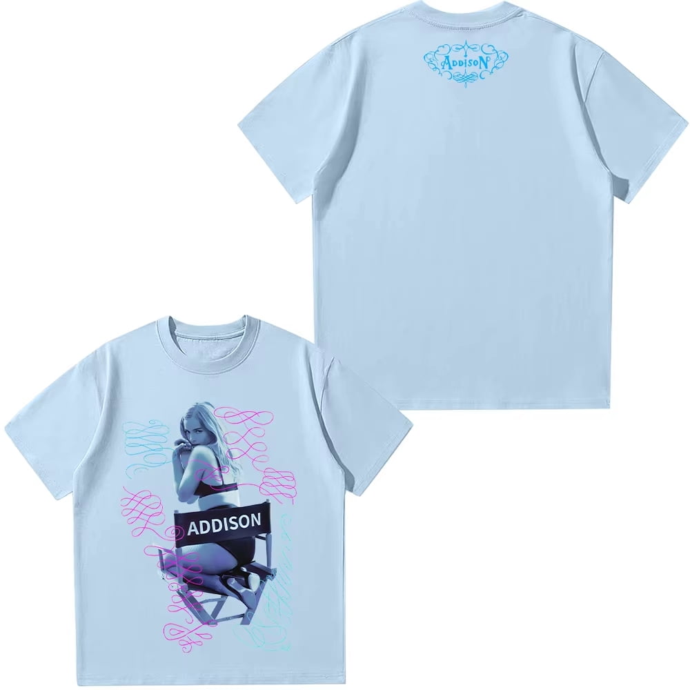 Addison Rae 2025 T-Shirt Unisex Short Sleeve Round Neck Tee Streetwear ...