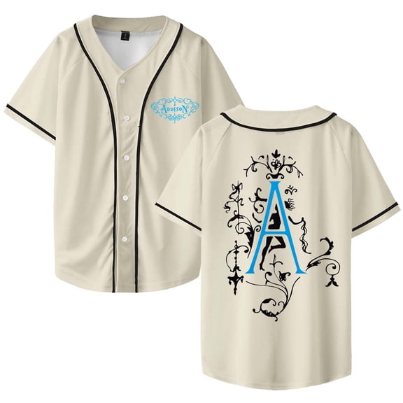 Addison Rae A Logo Merch Baseball Jersey Shirt V-Neck Women Men Short Sleeve Streetwear Clothes