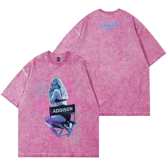 Addison Rae Album Cover Wash T-Shirts Cotton Short Sleeve Women Men Fashion Streetwear Tee