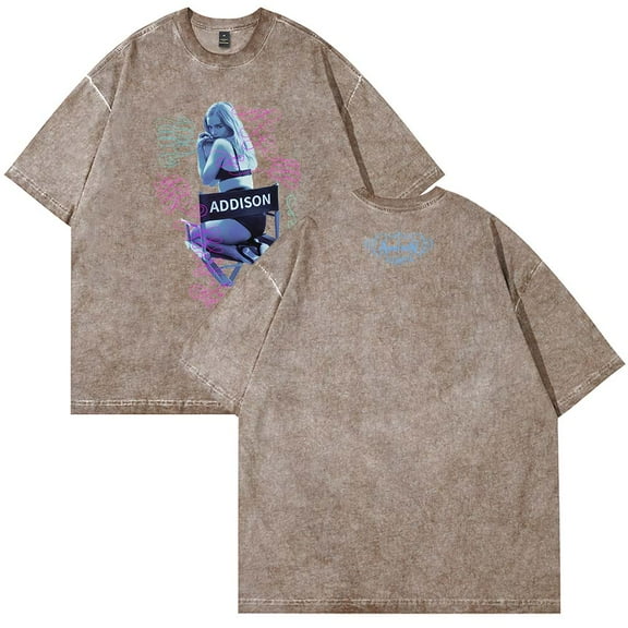 Addison Rae Album The Addison Tour 2025 Merch T-Shirt Cotton Wash Tee Women Men Short Sleeve Casual Crewneck Tee