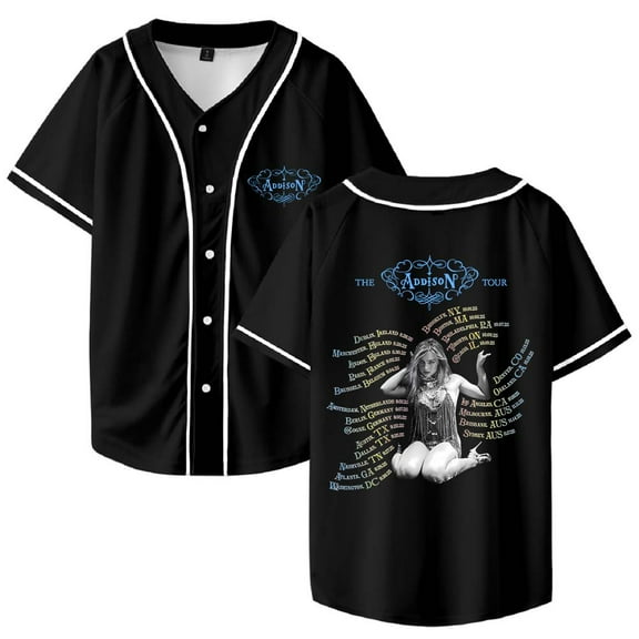 Addison Rae The Addison Tour 2025 Merch Baseball Jersey Shirt V-Neck Women Men Casual Short Sleeve Streetwear Clothes