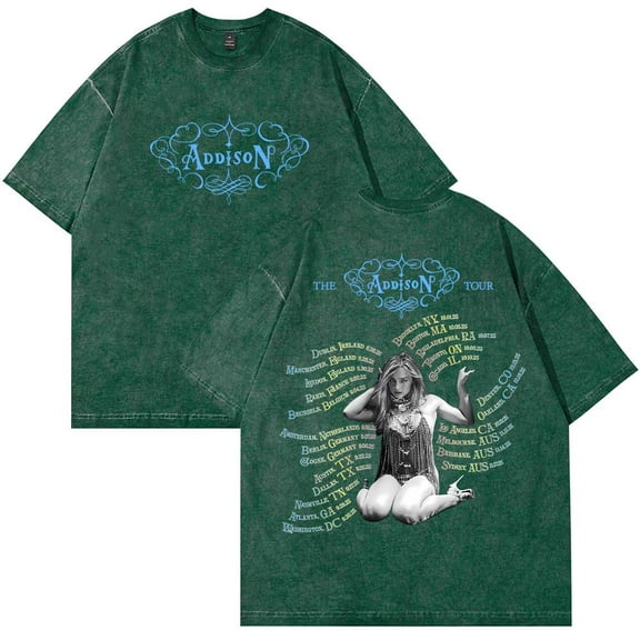 Addison Rae The Addison Tour 2025 Merch T-Shirt Cotton Wash Tee Women Men Short Sleeve Casual Crewneck Tee