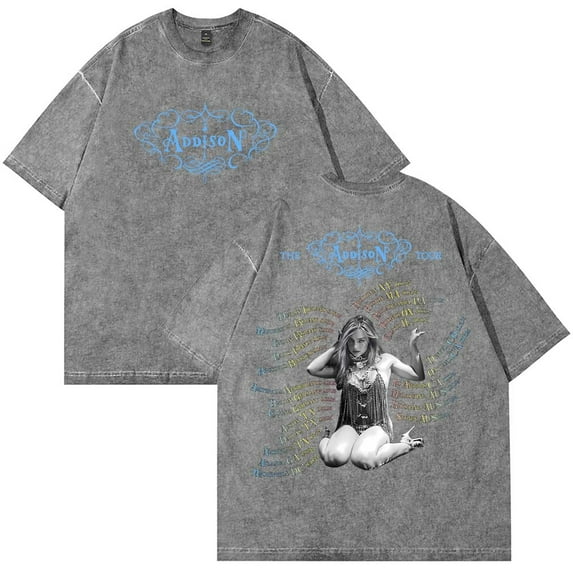Addison Rae The Addison Tour 2025 Merch T-Shirt Cotton Wash Tee Women Men Short Sleeve Casual Crewneck Tee