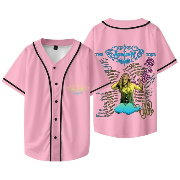Addison Rae The Addison Tour Merch Baseball Jacket Tee Cosplay Unisex V-neck Short Sleeve T-Shirts