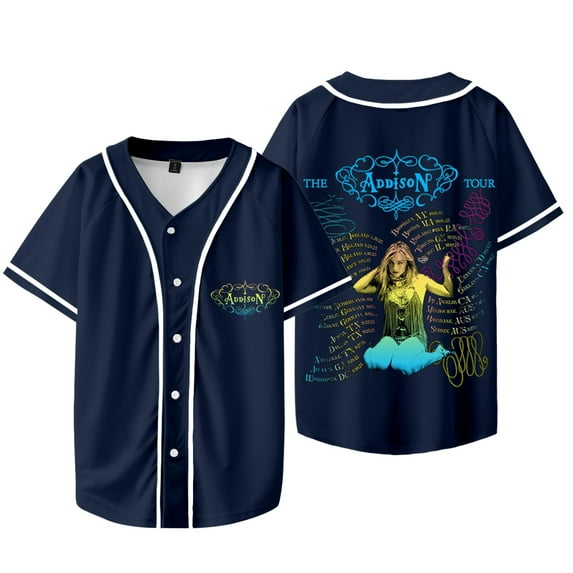 Addison Rae The Addison Tour Merch Baseball Jacket Tee Cosplay Unisex V-neck Short Sleeve T-Shirts