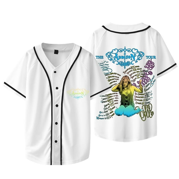 Addison Rae The Addison Tour Merch Baseball Jacket Tee Cosplay Unisex V-neck Short Sleeve T-Shirts
