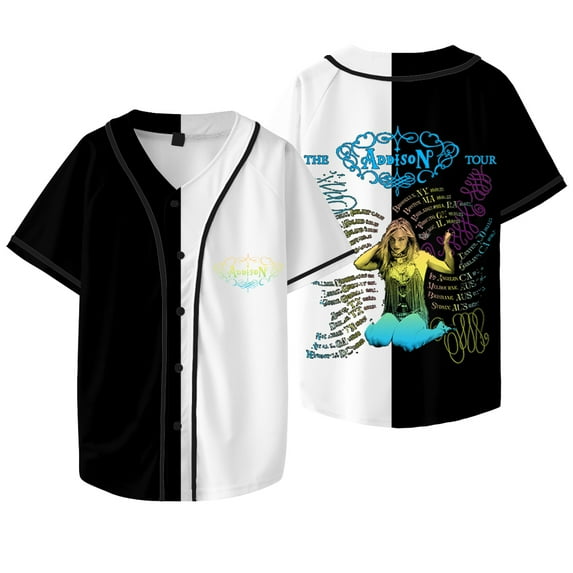 Addison Rae The Addison Tour Merch Baseball Jacket Tee Cosplay Unisex V-neck Short Sleeve T-Shirts