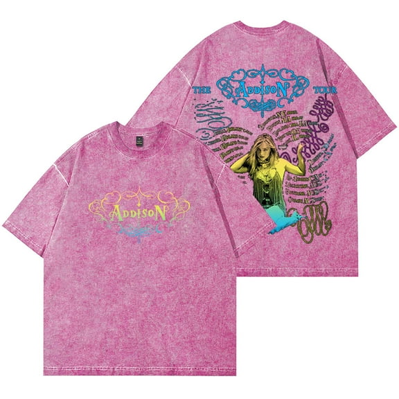 Addison Rae The Addison Tour Merch Wash T-Shirts Women Men Cotton Short Sleeve Tee