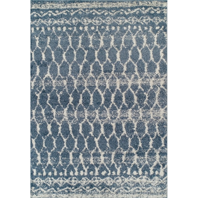 Addison Reston Boho Trellis Shag Blue Area Rug