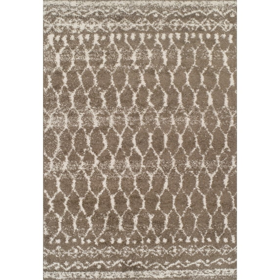 Addison Reston Boho Trellis Shag Khaki Area Rug